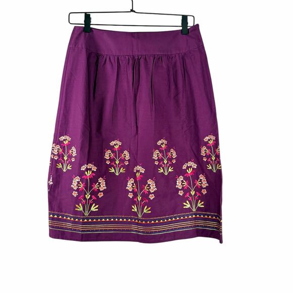 Talbots Dresses & Skirts - Talbots Purple Embroidered Floral A-Line Skirt Career Work Office Womens Size 6
